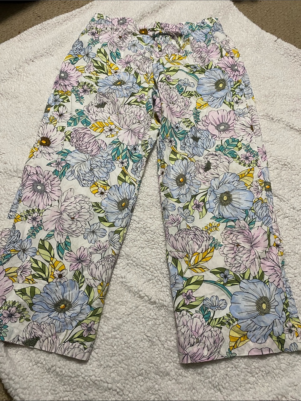 Gap Womens size Lg Floral Cotton Lounge Pants in Pastel Multicolor leafy Print - Picture 7 of 16